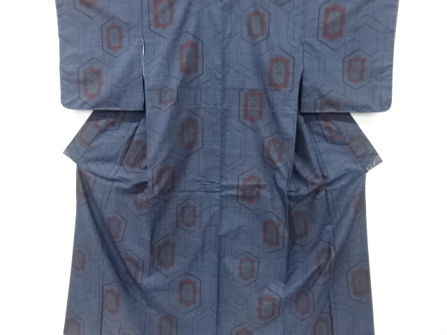 未使用品　幾何学模様織り出し本場泥大島紬着物(5マルキ)